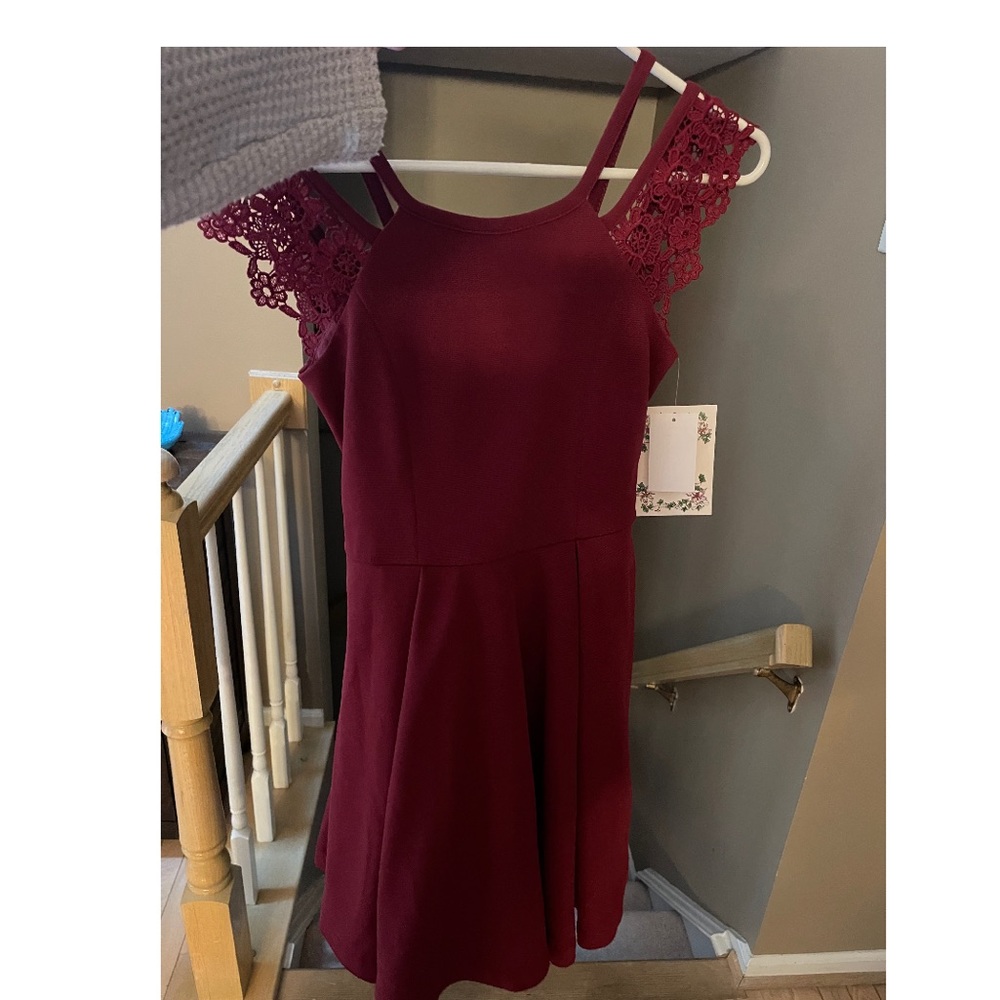 Iris & Ivy burgundy dress- 16 youth